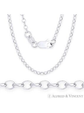 2.1mm Open Rolo Oval Cable Italian Chain Necklace in .925 Sterling Silver 20"